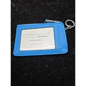 EUC Aimee Kestenberg ALIA SKINNY ID Case Keys & Card Holder Blue Silver